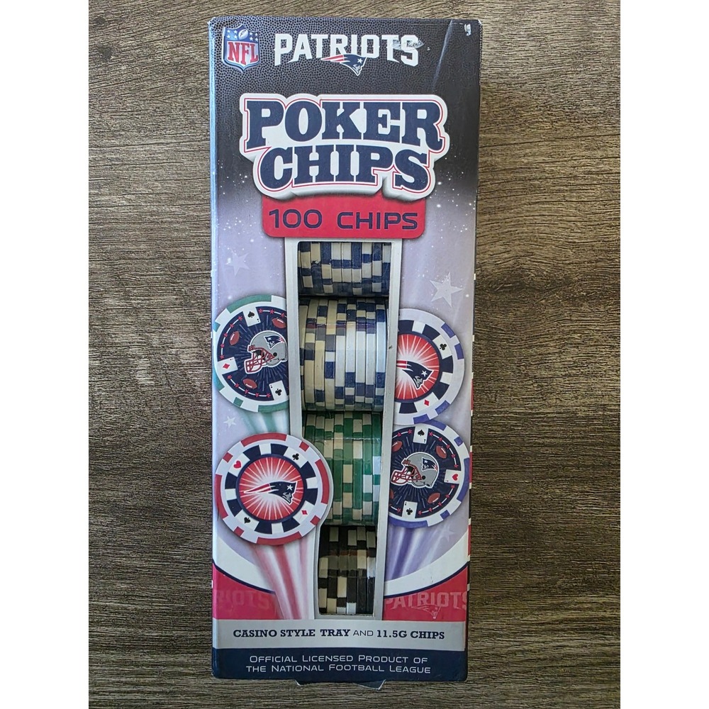 NFL New England Patriots Poker Chips 100 Count 11.5g Casino Style with Tray NEW